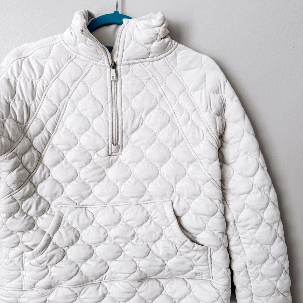 Outdoor Supply Company Quilted Quarter Zip Long Sleeve Cream Sweater Size Small - Picture 3 of 6
